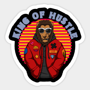 King Of Hustle | Vintage Sunset with Urban Dressed Lion Sticker